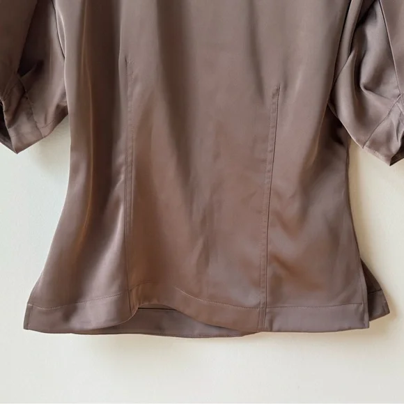 NWT Banana Republic Size 8 Women’s Double Seam Cognac Brown Satin Top Blouse - Picture 5 of 16